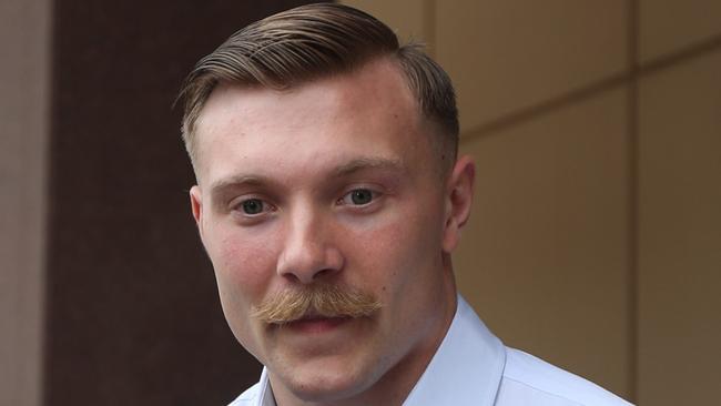 American Marine Anthony Long outside the Supreme Court in Darwin after being found not guilty of raping a hungover woman on Robertson Barracks in late 2023. Picture: Zizi Averill