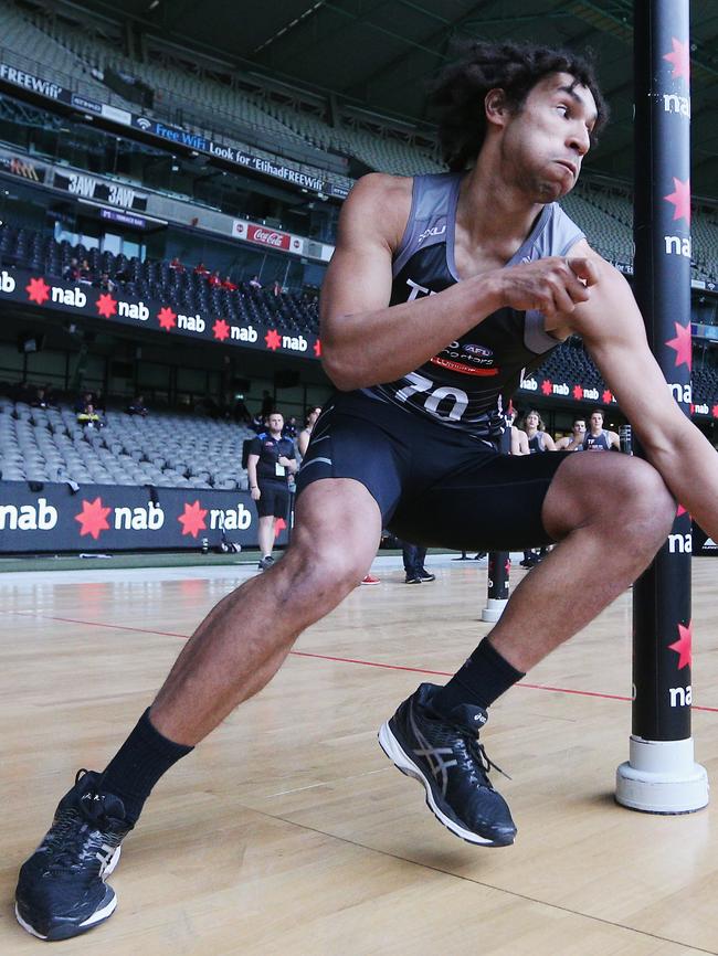 Dandenong draft hopeful Aiden Bonar at the AFL Draft Combine.