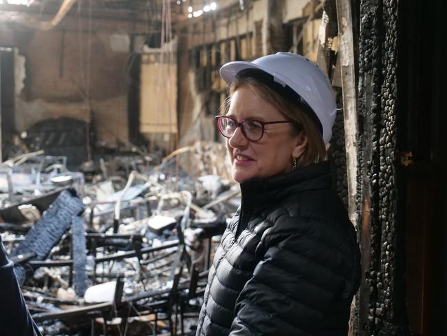 13/12/2024:   Premier Jacinta Allan spoke to community leaders inside the firebombed Adass Israel Synagogue . PIC: Brendan Kearns