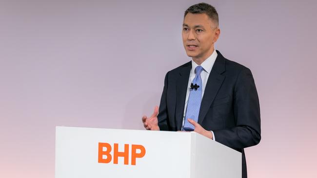 BHP’s AGM has been held “virtually” for the first time from London. Pictured is CEO Mike Henry. Picture: Supplied by BHP