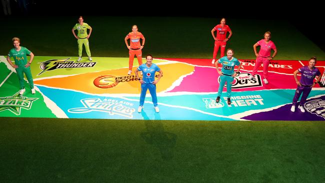 Star players from each of the eight WBBL sides showcased the new kits. Picture: Chris Hyde, Getty Images.