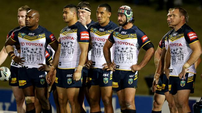 Cowboy's Johnathan Thurston and team mates after a Panthers try during the NRL game between the Penrith Panthers and the North Queensland Cowboys at Sportingbet Stadium,Penrith.Picture Gregg Porteous