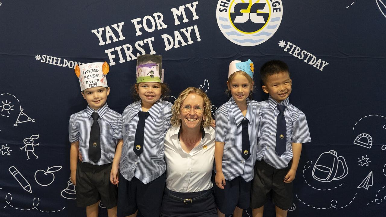 MY FIRST DAY: Sheldon College preps enjoying their first day at school. Picture: Contributed