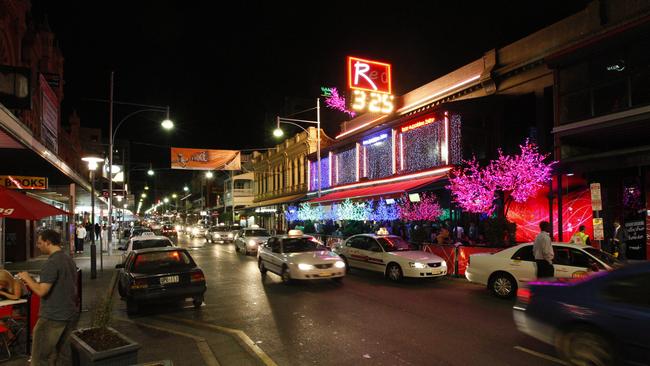 A late night view of Hindley Street in March this year.