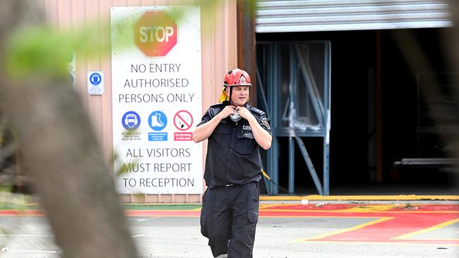 A fire officer at the scene on Sunday. Picture: John Gass.