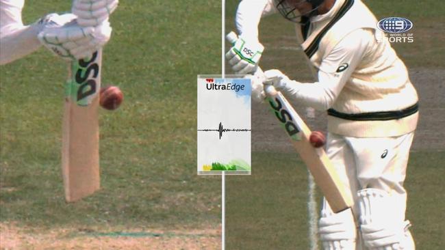 Usman Khawaja reviewed but was given out caught behind.