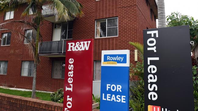 "For Lease" signs are seen outside a block of units in inner Sydney on Friday, April 8, 2016. (AAP Image/Mick Tsikas) NO ARCHIVING