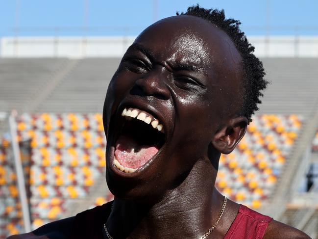 NATHAN AUSTRALIA Friday 6th December 2024 - Australian All Schools Championships at QSAC in Brisbane - Queenslands Gout Gout wins the u/18 100 metre mens final Picture David Clark