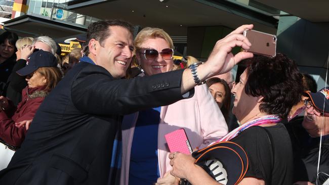 Karl Stefanovic poses for selfies with excited fans. Picture: Robert Pozo