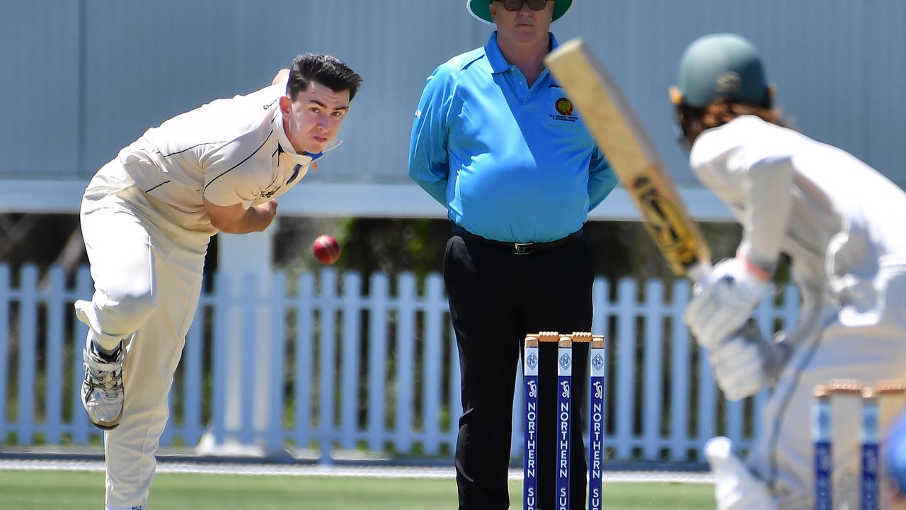 Norths bowler Noah McFadyen. Picture John Gass