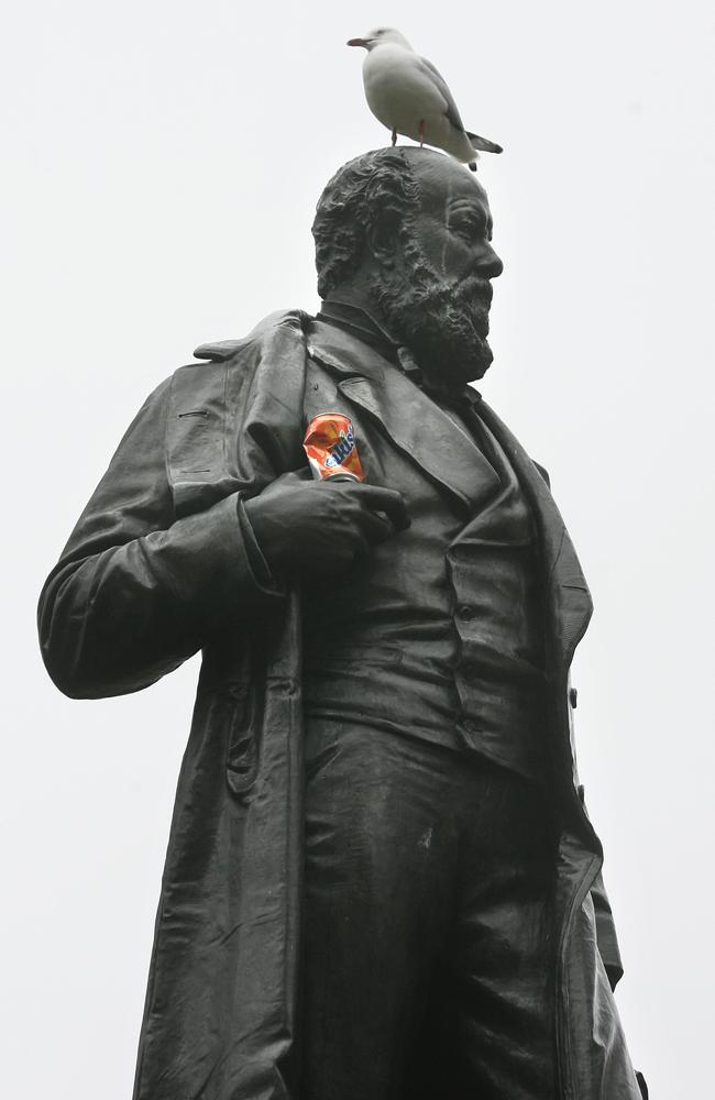 The statue of William Lodewyk Crowther sits in Hobart’s Franklin Square.