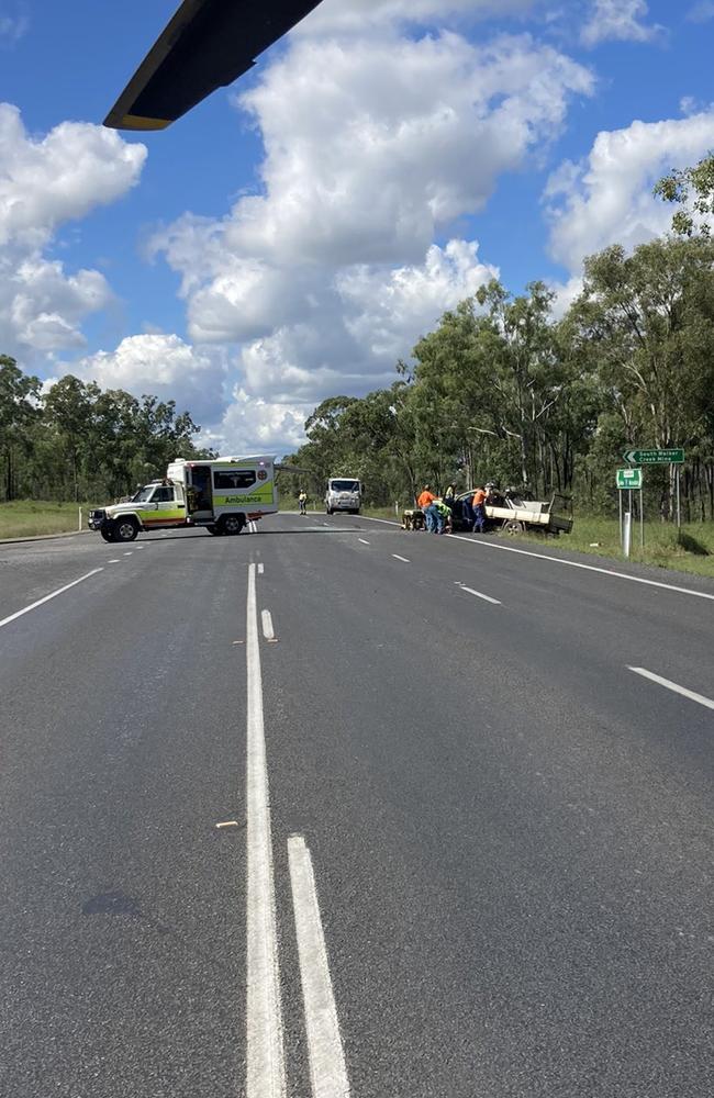 The RACQ CQ Rescue helicopter on scene. Picture: RACQ CQ Rescue