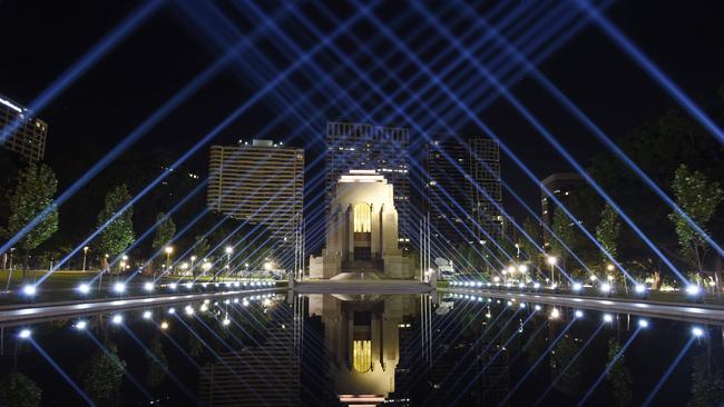 The War Memorial this morning in Hyde Park, Sydney. Picture: Gordon McComiskie