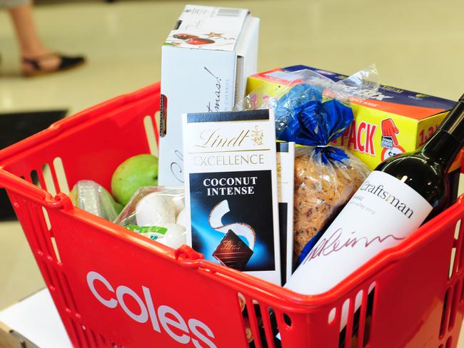 Coles is cracking down on self-serve check-outs, reducing the number of items in the self-scanning lanes to just 12. Picture: Mark Brake.