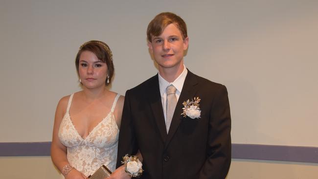 Alicia Van Der Schyff and Mitchell Reid at the Warwick State High School formal on November 15, 2018.