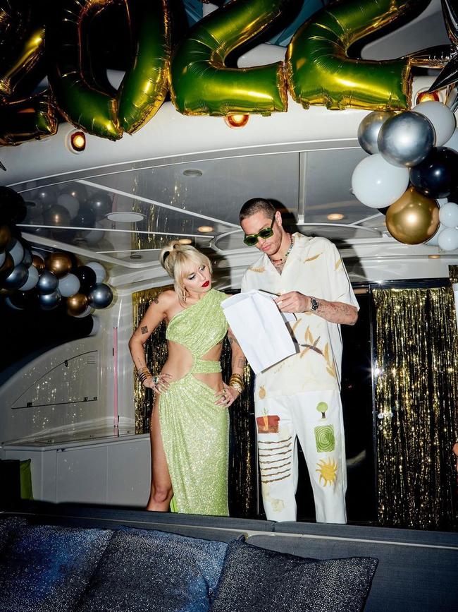 Supplied  Miley Cyrus and Pete Davidson hosted a New Year's Eve party. Picture: Instagram