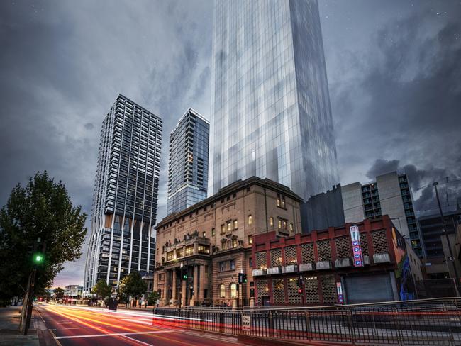 Artist's impressions of $400 million Keystone tower behind Freemasons Hall on North Tce, Adelaide. Picture: Supplied by Freemasons SA/NT