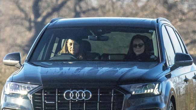 Carole Middleton driving a car with the Princess of Wales in the passenger seat in Windsor. Picture: BACKGRID