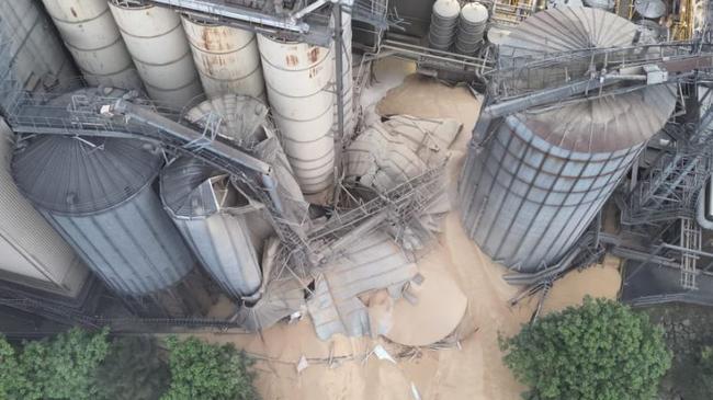 The silos collapsed at 10.30pm. Picture: Fire and Rescue