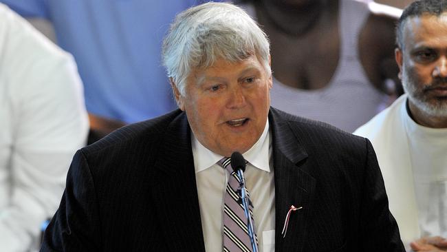 Mal Brown speaking at Maurice Rioli’s State funeral in the Northern Territory. Picture: Supplied