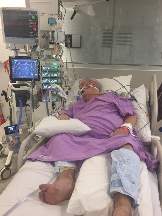 Gold Coast retiree Kel Martin in hospital. Photo: Supplied