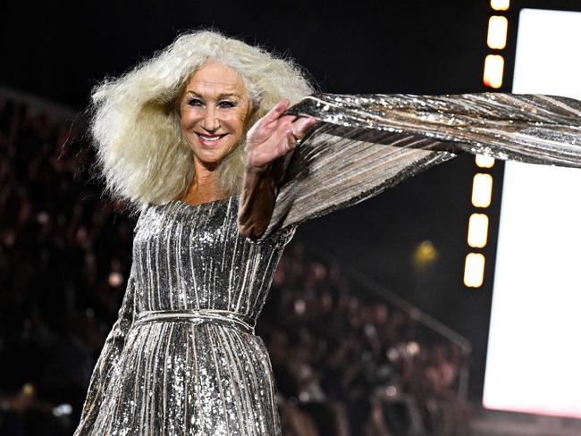 British actor Helen Mirren presents a creation for L'Oreal Paris during a show as part of the Paris Fashion Week. Picture: Julien De Rosa/AFP