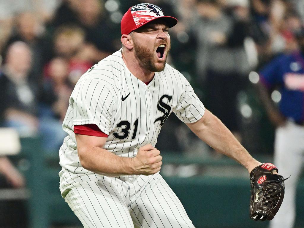 Liam Hendriks is renowned for his white line fever in America’s Major League Baseball. Picture: Quinn Harris (AFP)