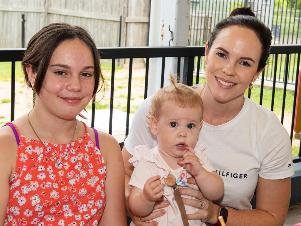 Charlie Bennett, Emily Bennett and Madelyn Pritchard from Blacks Beach at Australia Day @ The Bowlsie Northern Beaches Bowls club.Picture: Michaela Harlow