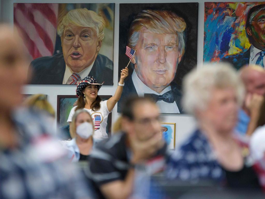 Trump supporters in Texas watch the presidential debate. Picture: Mark Felix