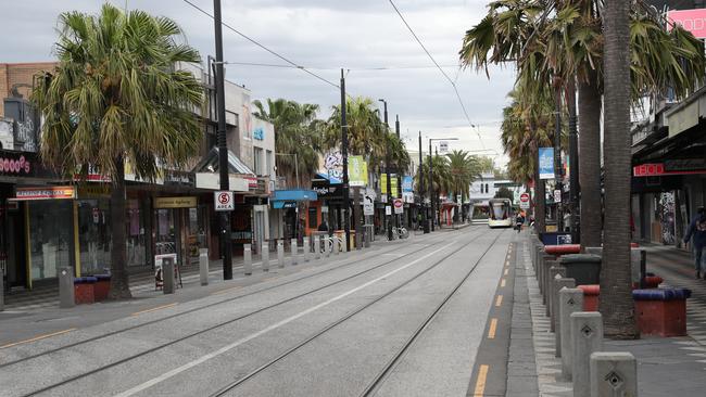 An empty Acland street mall in St Kilda during lockdown. Picture: NCA NewsWire/ David Crosling