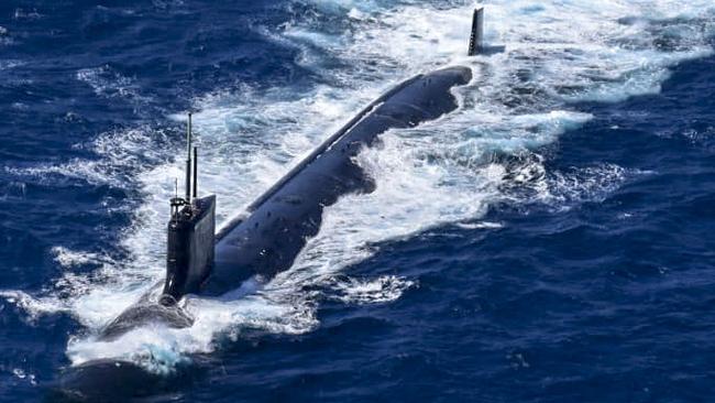 A US nuclear submarine during military exercises. Picture: AFP.