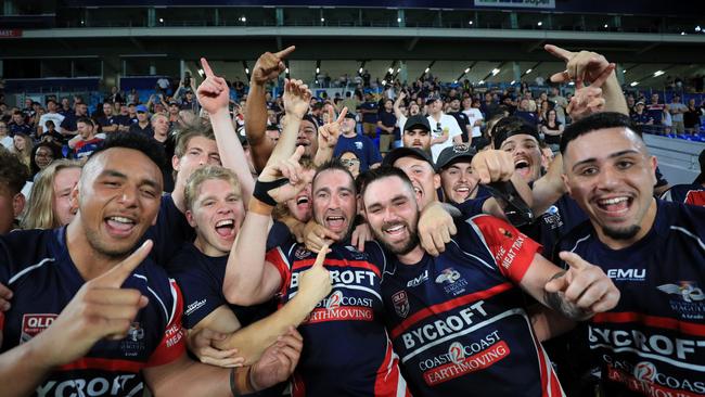 17th October 2020, Runaway Bay Seagulls celebrate winning the Gold Coast Rugby League A-Grade Grand Final against the Burleigh Bears played at CBus Stadium Photo: Scott Powick Newscorp
