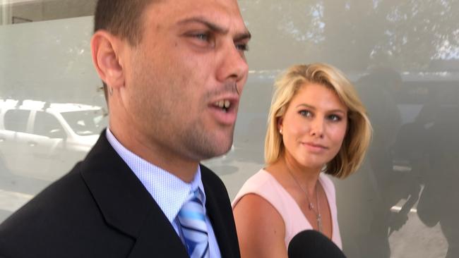 Michael Dooley, 25, leaving Manly Local Court. Picture: Jim O’Rourke.