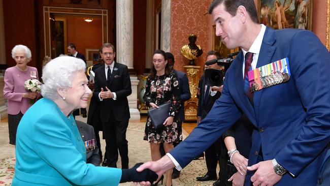 Queen Elizabeth II shakes hands with Mr Roberts-Smith in 2018. Picture: Getty Images