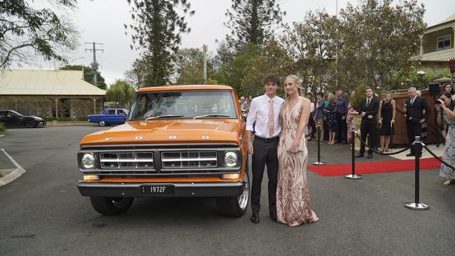 Students arriving in style for the 2024 Glasshouse Christian College formal at Flaxton Gardens.