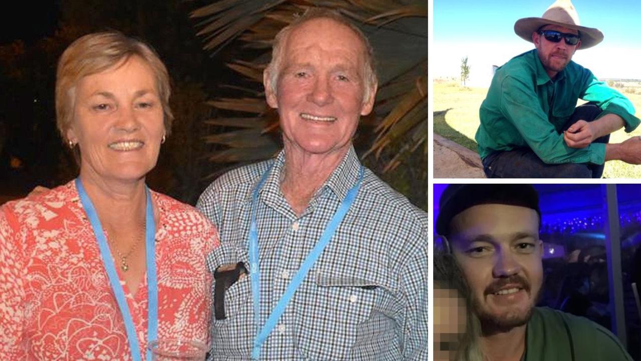 Maree and Merv Schwarz (left) and Graham Tighe (top right) all died after a shooting at a Bogie property west of Mackay. Ross Tighe (bottom right) survived a gunshot wound to the stomach after undergoing emergency surgery.