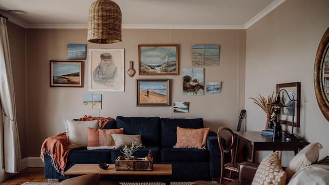 Little Taliska cottage in Stanley. The lounge is filled with stylish furnishings and antique art works. Picture: Anna Critchley