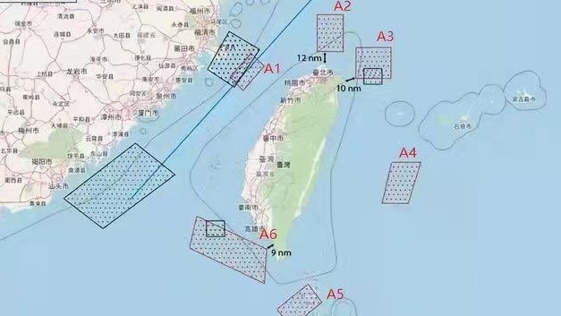 China conducted military drills in six zones around Taiwan. Picture: