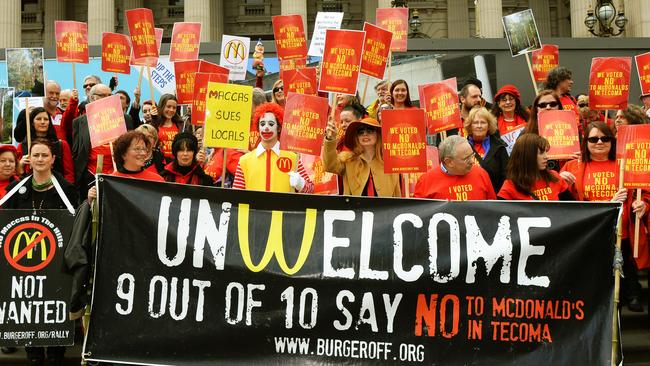 Tecoma McDonald’s protesters at Parliament House, Melbourne.