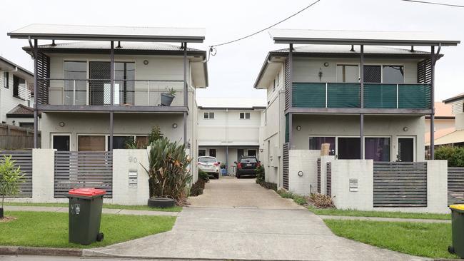 The unit block where a shooting took place, Adelaide Street, Carina. Picture: Liam Kidston.