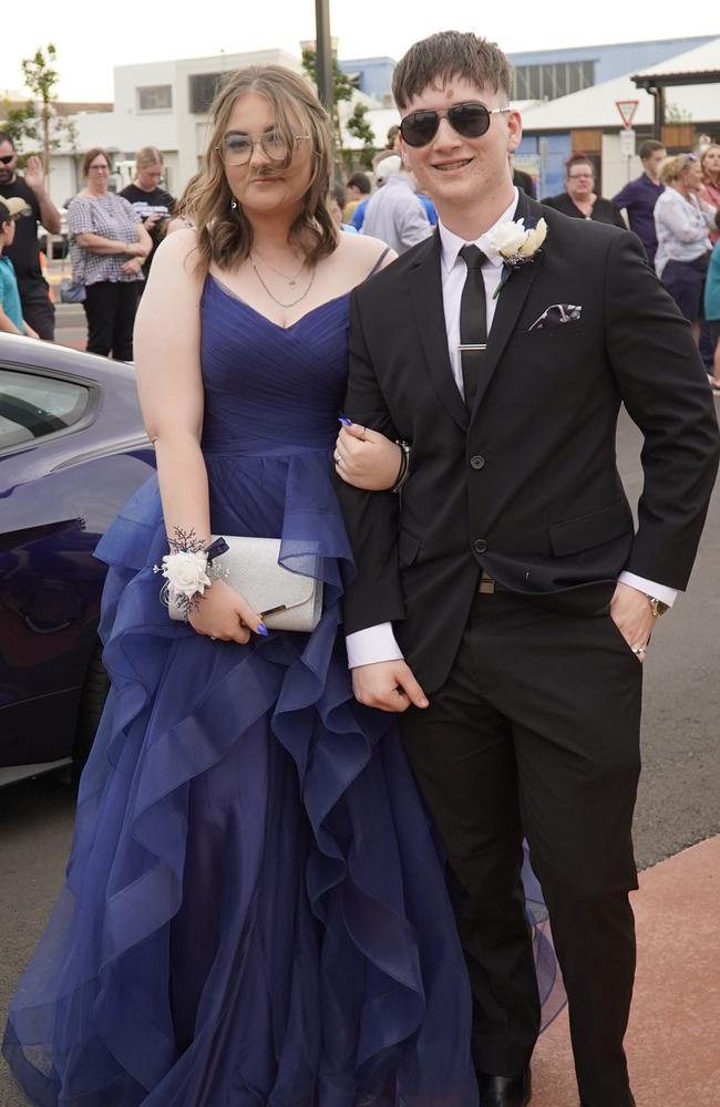 Emily Kavanagh and Josh Kruger arriving at the 2023 Kingaroy State High School formal.