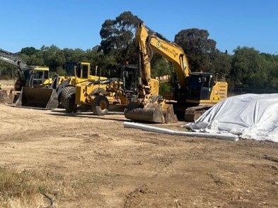 Construction works at site in Castlemaine for planned new Woolworths supermarket store.