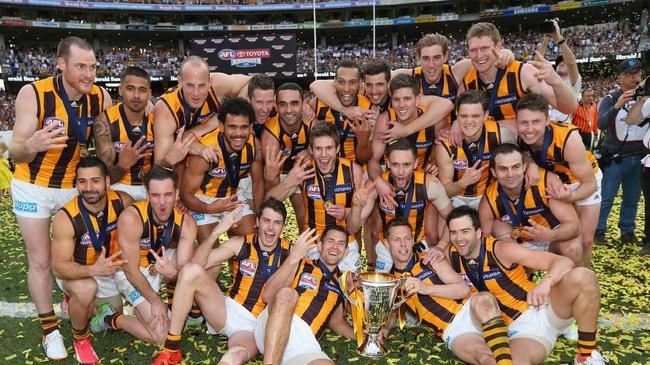 Hawthorn scored a 46-point win over West Coast to make for a premiership three-peat in 2015.