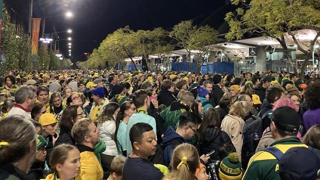 Fans were left stranded as they waited for trains after the Matildas semi-final match at Sydney Olympic Park.