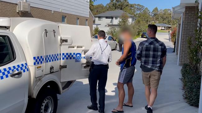 Three men, one of which is a senior Comanchero bikie, are due to face Wollongong Local Court charged over the alleged supply of drugs. Picture: NSW Police