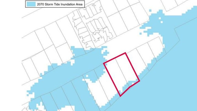 A Redland City Council Storm Tide Hazard Inundation Map showing the extent of predicted storm tide inundation in 2070.