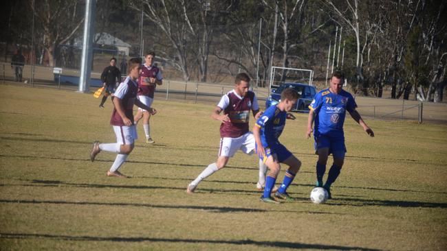 FIERCE FIGHT: The Warwick Wolves championship men’s side remain at the top of the table after their 12-0 win against Stanthorpe Redbacks. Picture: contributed