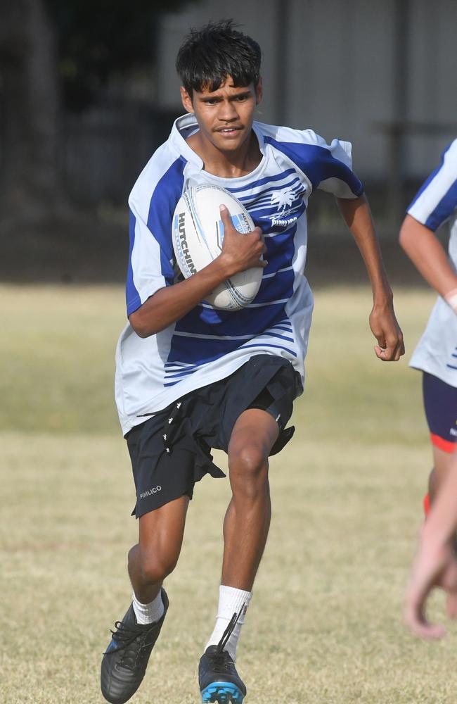 Cowboys Cup Schoolboys Football at Kern Brothers Drive. Townsville High against Pimlico High. Picture: Evan Morgan