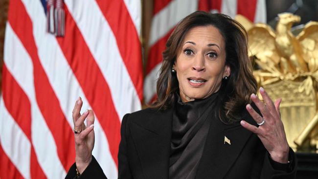 Kamala Harris held an interview with Bill Whitaker of CBS News in October last year for the channel’s 60 Minutes show Picture: AFP