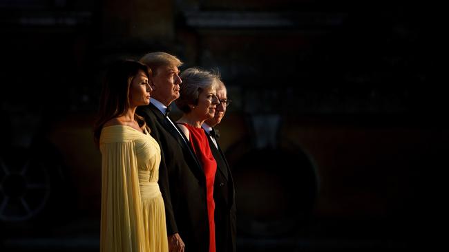 US First Lady Melania Trump and President Donald Trump join Britain's Prime Minister Theresa May and her husband Philip May in London. Photo: AFP